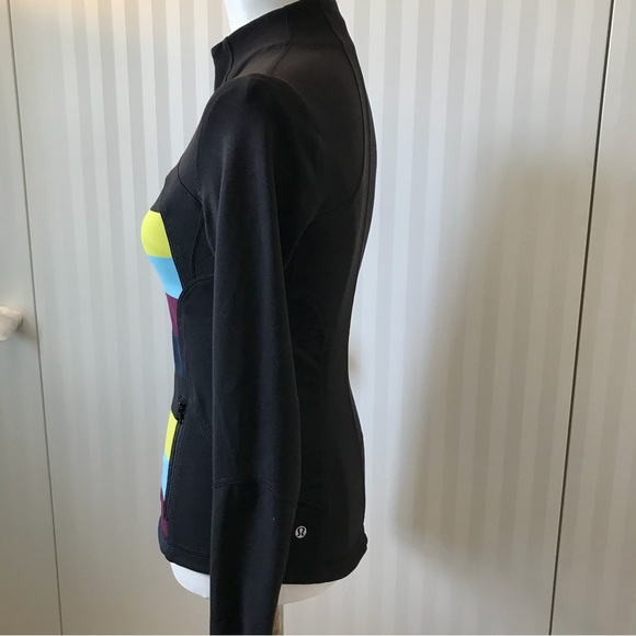 Lululemon forme jacket *cuffins pow stripe split pea /black Size 4 - Picture 5 of 9